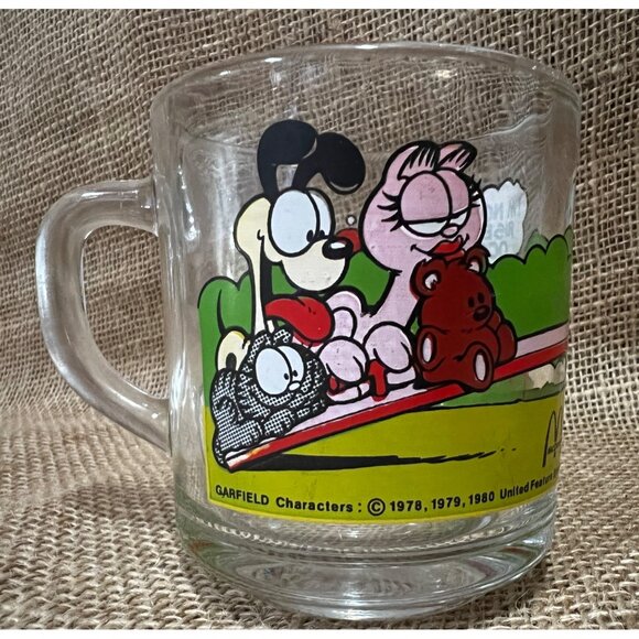 Vintage 1980 McDonald's Garfield Drinking Glass with Handle Milo, Odie - Picture 5 of 5